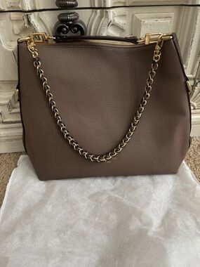 Designer Brown Bag with Gold Chain Handle